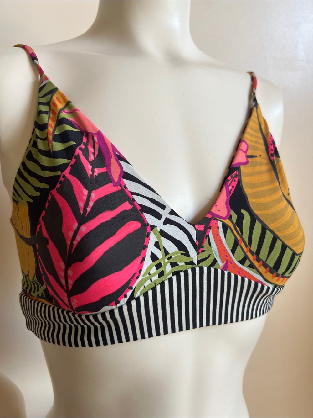 Maaji Multicolor Tropical Print Bikini top reversible - Pink Yellow Green Black